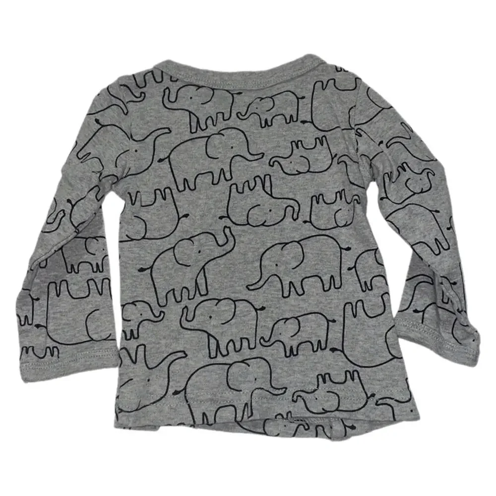 Just One You by Carter’s Long Sleeve Elephant Print Side Snap Top 9M Grey